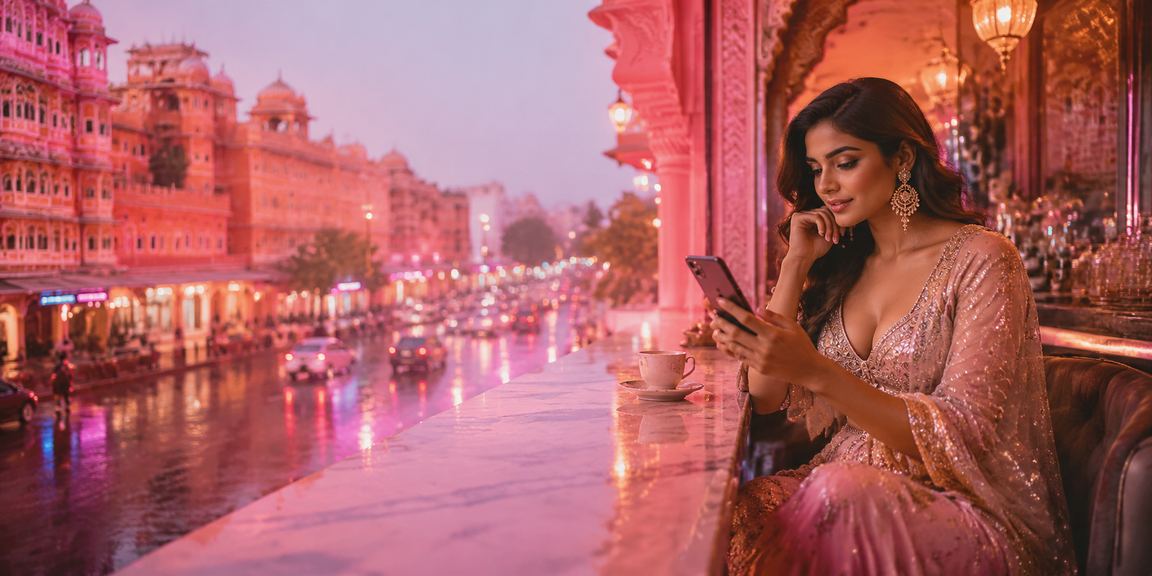 Jaipur casino VIP bonus promotion glowing in Bollywood style neon lights