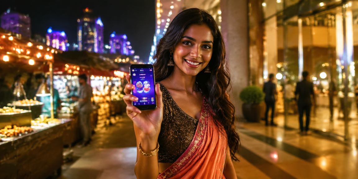 Night market view at Mumbai Bandra with lively dice game and neon ambience